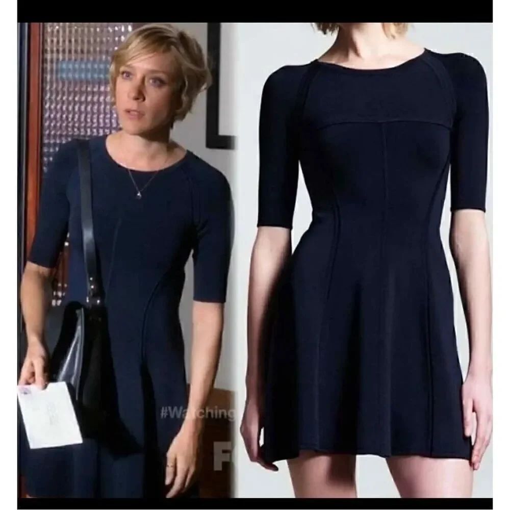 A.L.C Shelby seamed raglan dress black S